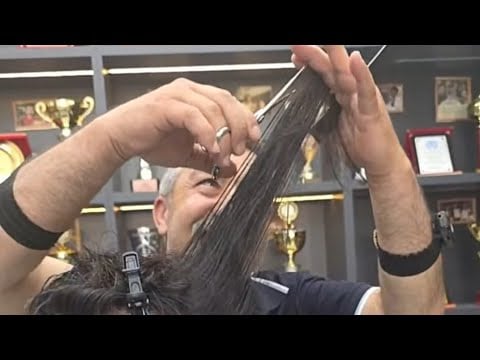Professional Long Haircut & Styling | Satisfying Barber ASMR Live