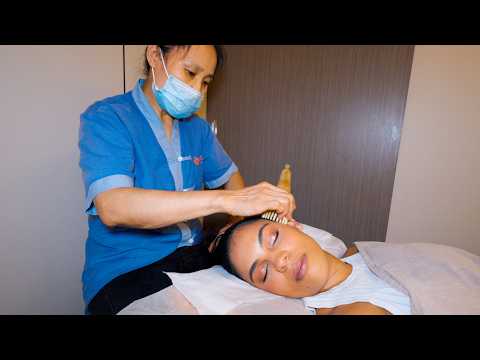 ASMR: Relaxing Chinese HORN Hair Brushing Guasha Head Massage for Insomnia