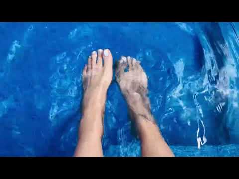 ASMR Painted toes Feet in pool water sounds