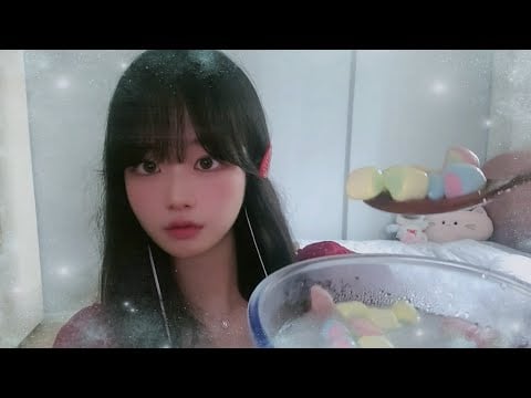 SNS 난리난 얼음물 마시멜로 먹방🧊 | 바삭+시원 리얼사운드