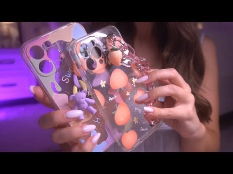 1 minute ASMR 🐻 phone cases (SLOW & FAST tapping)