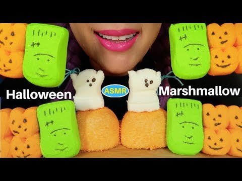 ASMR HALLOWEEN PEEPS MASHMALLOWS+ SNO BALL EATING SOUND |할로윈 마시멜로우 리얼사운드 먹방 |CURIE.ASMR