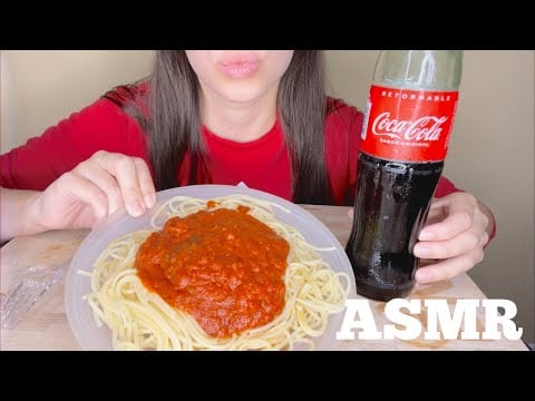 ASMR (SPAGHETTI Eating Sounds) with ( Homemade Marinara Sauce)