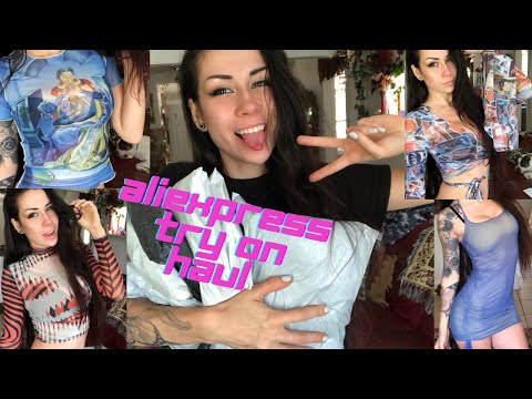 Spring 2021 Aliexpress mesh clothing Try-on Haul (asmr, soft spoken, crinkling)