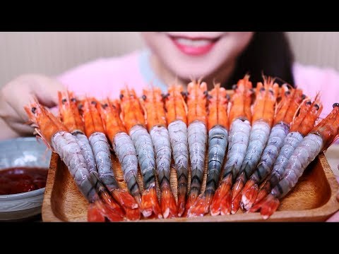 ASMR RAW SHRIMP WITH COCKTAIL SAUCE (EATING SOUNDS) No Talking | LINH ASMR