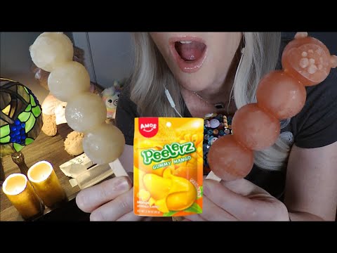 ASMR Eating Viral TikTok Treats | Peelerz Mango Gummies & Fruit Pops | Whispered Taste Test Mukbang