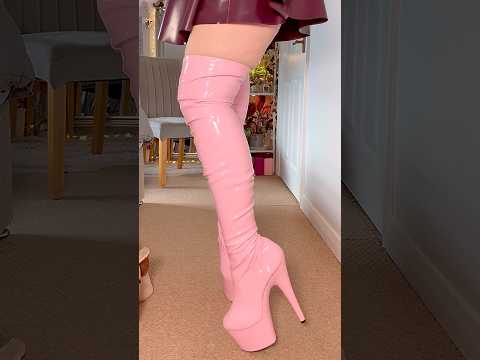As much as I 🖤black, I also love Pink💕 Do you prefer Boots or Heels?💖 #thighhighboots #highheels