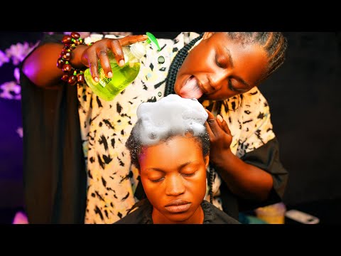 ASMR ✨Relaxing head scratch on braids | Fake spit painting | shampoo Braid loosening