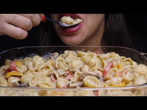 ASMR CREAMY CHEESY GNOCHI SHELL PASTA MUKBANG no talking CREMA ASMR #asmr #mukbang #gnocchi #pasta