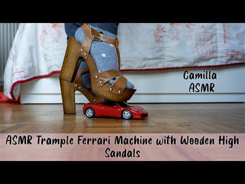 ASMR Trample Ferrari Machine with Wooden High Sandals