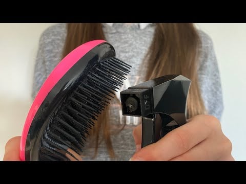 ASMR Brushing your hair + putting your hair up | camera combing | spray sounds | lo-fi | no talking