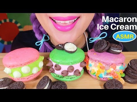 ASMR 마카롱 아이스크림, 미니 오레오 먹방| MACARON ICE CREAM _ OREO EATING SOUND|CURIE. ASMR