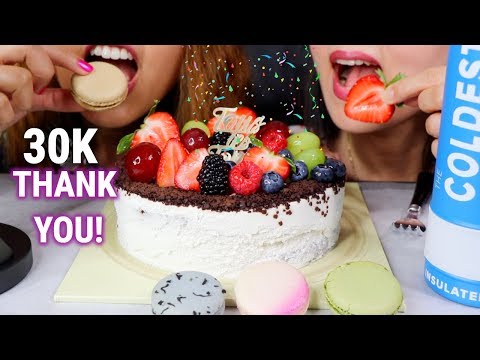 ASMR EATING CHOCOLATE CAKE AND MACARONS MUKBANG | Kim&Liz ASMR