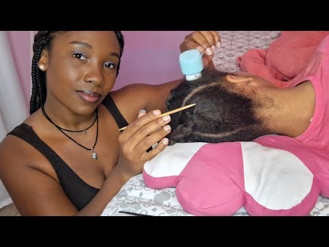 ASMR / MEXENDO NO CABELO DA MINHA FILHA  E FAZENDO PENTEADO (Sons relaxantes, para dormir) 😴☁️