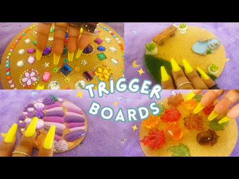 ASMR with Trigger Boards I Made , Trigger Boards Tapping Scratching Back of the Nail Scratching