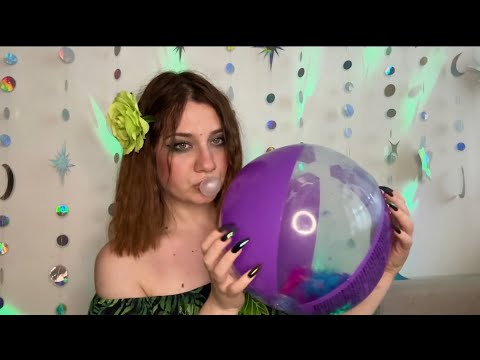 ASMR | Feathers Beachball and Gum Chewing ❤️| Spit Painting Asmr♥️