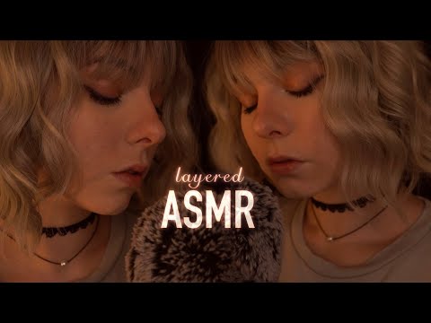 layered ASMR | 200% Close Up Clicky Mouth Sounds & Unintelligible Whispering - Fireplace Ambience