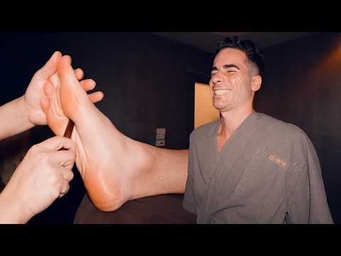 ASMR: Relaxing Thai Foot Reflexology Massage with Acupressure Sticks and Hot Herbal Balls