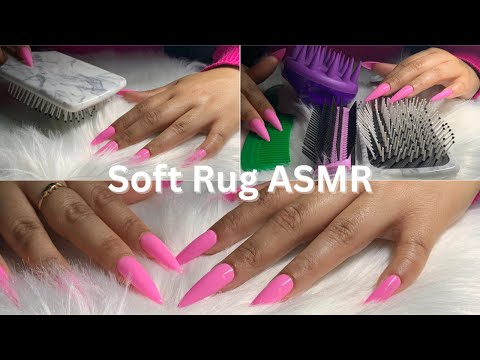 ASMR Soft Rug Brushing, Scratching and Picking with long nails (No Talking)