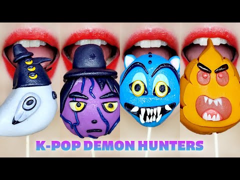 KPop Demon Hunters Wagashi, Mochi Lip Eating Sounds 케이팝 데몬 헌터스 이모지 입술 먹방 ASMR MUKBANG