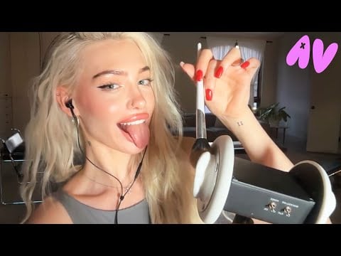 ASMR makeup tutorial with ear licks