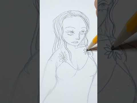 ASMR Short Drawing flowers on dress  #asmr #drawing #art