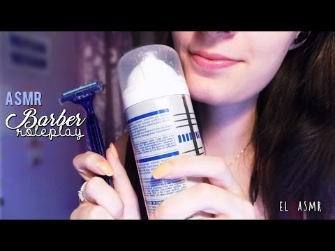 ASMR italian- Men's shave *Barber Roleplay* (scissor, razor sound, shaving foam)