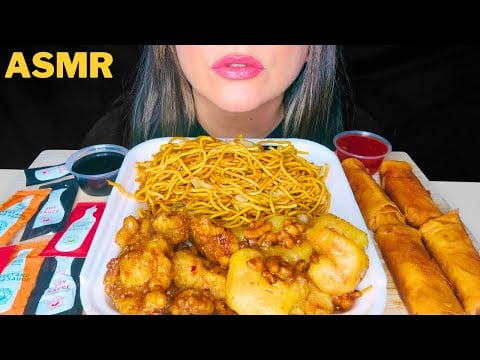 ASMR Panda Express Mukbang | Orange Chicken, Walnut Shrimp & Chow Mein
