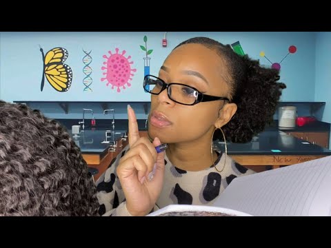 ASMR |🔬🧪 Weird Girl In Science Class Plays With Your Hair + Asks You 21 Questions | Tuning Fork| 📚