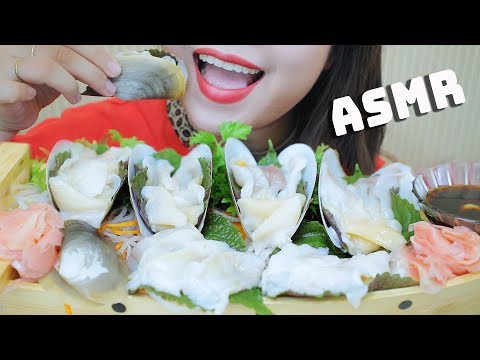 ASMR RAW BABY GEODUCKS (GEODUCK SASHIMI BOAT) CRUNCHY EATING SOUNDS | LINH-ASMR