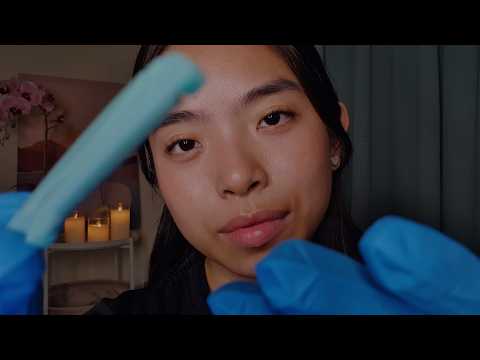 ASMR Delicate Facial Dermaplaning Treatment 🌸 Skincare & Brow Grooming (Layered Sounds)