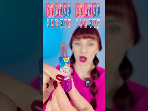 ASMR Lipstick Candy Pink and Blue Lollipop Honey   #mukbang