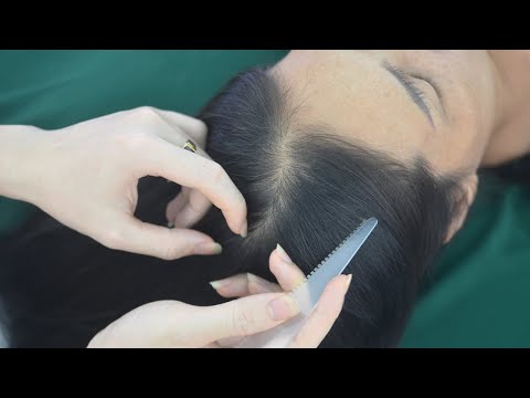 ASMR Real Person Hair Parting, Hair Combing, Scalp Scratch No Talking For Reduce Headache