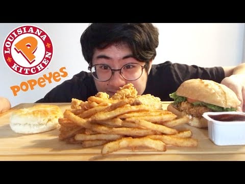 FIRST TIME EATING POPEYES  - MINIMAL WHISPERING ASMR MUKBANG | YamASMR