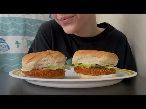 ASMR Eating Vegan Chicken Sandwiches