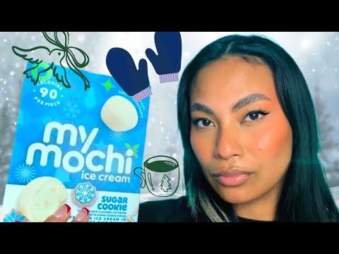 ASMR Trying My Mochi Sugar Cookie Flavor Ice Cream , Super Tingly Up Close Sticky Mouth Sounds