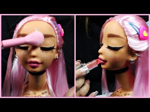 ASMR| Doll Pamper & Makeover - Hair Play/Brushing, Scalp Massage, Makeup Application