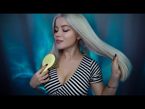 ASMR brushing & playing with my hair ✨ Scalp scratching, combing, whispers, deep breathing