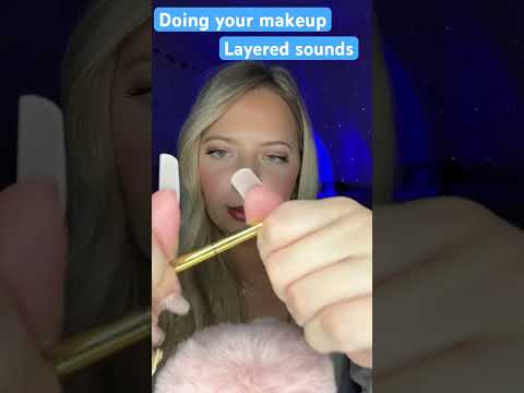 Asmr doing your makeup with layered sounds 🩵✨#asmr #asmrdoingyourmakeup #tingles