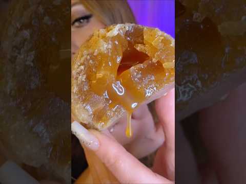 ASMR Eating Butterscotch CRYSTAL CANDY Sleeping Bear 🐻🍯 #asmr #mukbang @silkygem