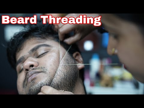 ASMR Beard Threading | Men's Beard Threading By Barber Girl Chaitali | ASMR Eye Brows Threading