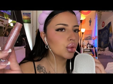 ASMR Lipgloss Application + Mouth Sounds 💄 (100% sensitivity) 