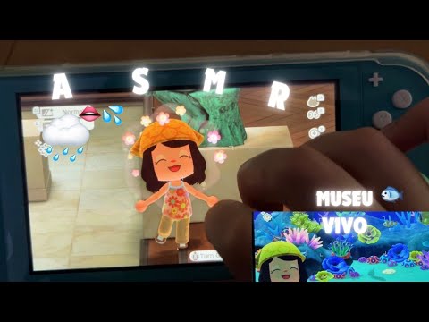 (ASMR) Mouth sounds e tapping na tela +🌧️=Animal Crossing✨🕹️Vlogzin