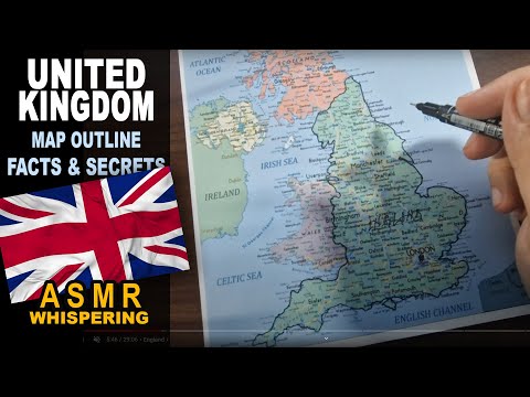 ASMR - Drawing UNITED KINGDOM map outline | best facts for each country explained | Soft Spoken