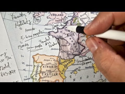 ASMR: Medieval 🏰 Kingdom of FRANCE- Stats & Facts | ASMR History & Map Tracing