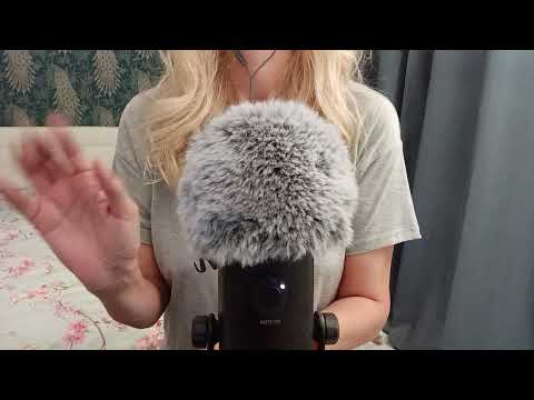 ASMR Pure Tingles:  Blue Gloves &  Fluffy Mic (No Talking)