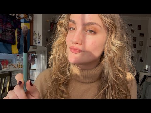 i do your makeup soft spoken ASMR (fabric scratching & natural makeup)