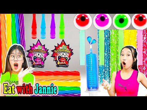 Mukbang Syringe Jelly, Candy Lips, Eyes Jelly 주사기 젤리, 사탕 입술, 눈 젤리 | Eat with Jannie