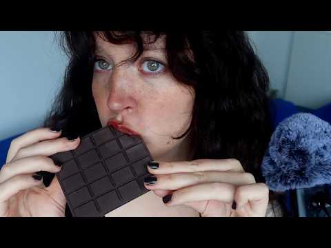eating fake chocolate and ramble ASMR (lots of mouth sounds)