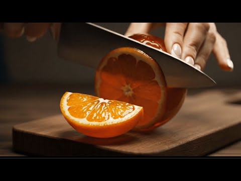 ASMR Glass Orange Cutting, Eating Apple Slices ASMR